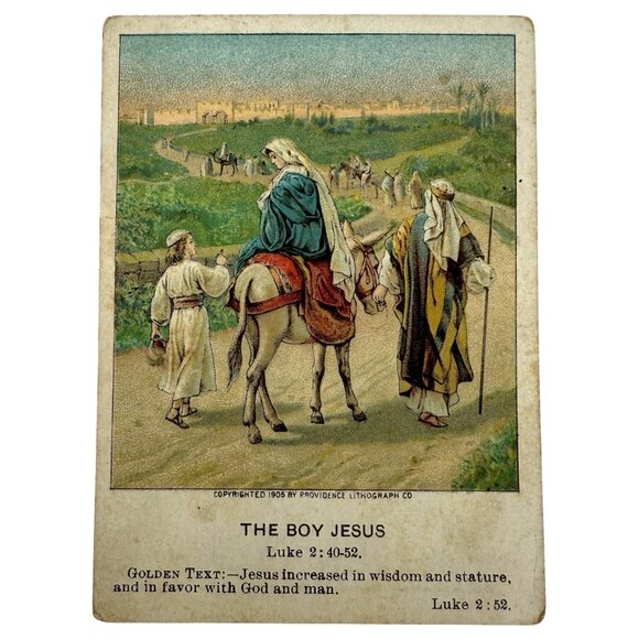 1906 Harris Jones & Co Little Bible Lesson Picture Cards Vol 18 No 1 Antique VTG - Picture 2 of 7